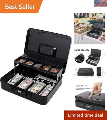 High-Security Cash Box with Sliding Lid & Durable Construction - 11.8 x 9.5 in