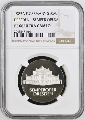 Germany Democratic Republic Silver 10 Mark 1985 NGC PF68 U.C DRESDEN OPERA