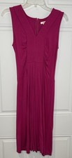 Sundance Women's Size 10 Fuchsia Pink Soft Modal Knit V-Neck Ruched Dress