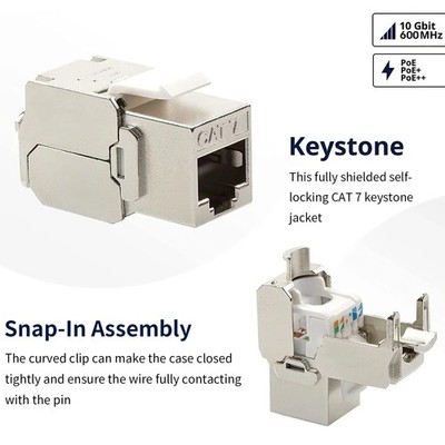 Keystone RJ45 Jack Modul Cat.6a  werkzeuglos Netzwerk Adapter Buchse für CAT7