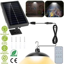 LED Pendant Light Single Double Head Solar Outdoor Indoor Garden Yard Shed Lamp