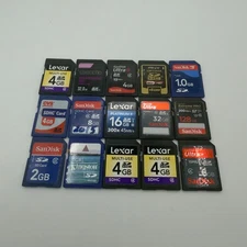 Lot of 15 Miscellaneous SD Cards Brands Include Sandisk Lexar - Untested - GC381