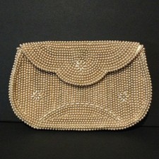Vintage Faux Pearl Evening Bag Purse Clutch Made in Japan 1940's 1950's Retro