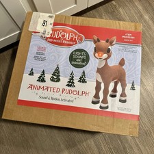*rare* 3 Ft Rudolph The Red Nosed Reindeer Rudolph Animatronic Yard Decoration