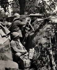 RPPC WWI Army Machine Gun Rifle Grenade Trench Real Photo Postcard Italian 