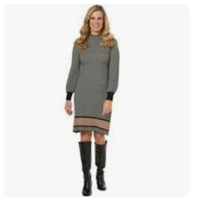 Robbie Bee Chevron Mock Neck Long Sleeve Knit Midi Dress XL Indie Glam NWT
