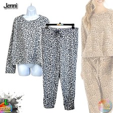 NWT Jenni Women's Size L Long Sleeve Pajama Set Leo Steel 100152263MS 70
