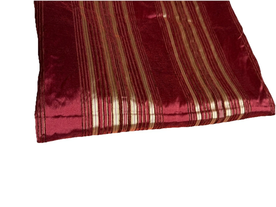 Waverly织物浴帘红色金色条纹人造缎面丝绸豪华浴室 — 第 4/4 张图片