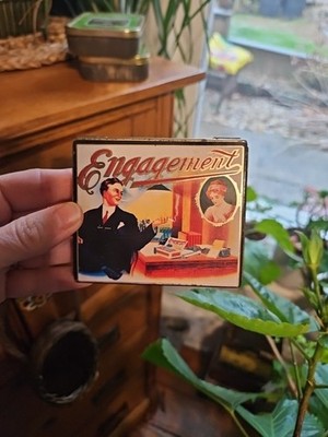 Vintage 1980 Engagement Tin Litho Dodo Designs Metal Cigarette Case 
