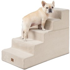 EHEYCIGA Dog Stairs for High Bed 25" H, Extra Wide Dog 5-Step, Beige