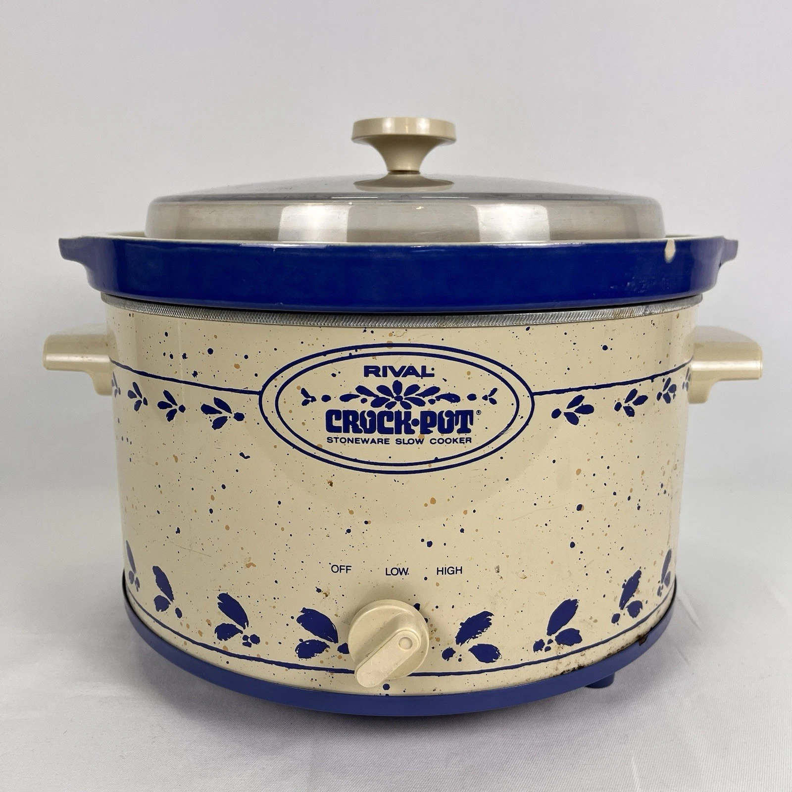 Vintage Rival 3355 Crock Pot | 5 Quart Slow Cooker | Blue Flowers | USA | Works!