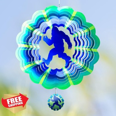 Bigfoot Sasquatch Yard Decor 12in 3D Hanging Wind Spinner Outdoor Gift