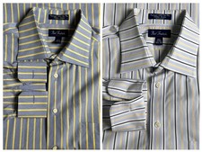 Paul Fredrick dress shirts 16.5/ 34 Trim Fit French Cuff Blue Stripe Bundle 2 