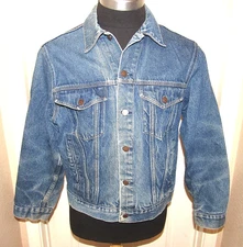 VINTAGE JC PENNEY ~ PLAIN POCKETS ~ DENIM BLUE JEAN TRUCKER JACKET MEN'S SZ 44