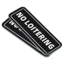 No Loitering Sign, 2pcs Acrylic 6"x2" Holder Sign Sticker Symbol, Black