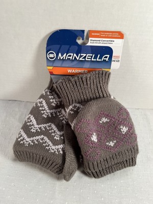 Manzella Women's Striped Knit Convertible Mittens with Sherpa Soft Lining