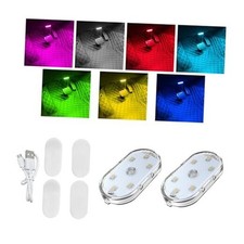 Car LED Lights Interior Wireless, 7 Colors Auto Interior Light 2 PCS Sticky