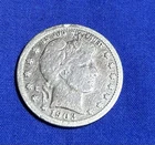 1903 USA. Barber Quarter Good Philadelphia Mint. Silver. Cleaned