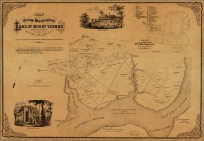 16'' x 24'' 1859 Map Of George Washingtons Land At Mount Vernon Fairfax County