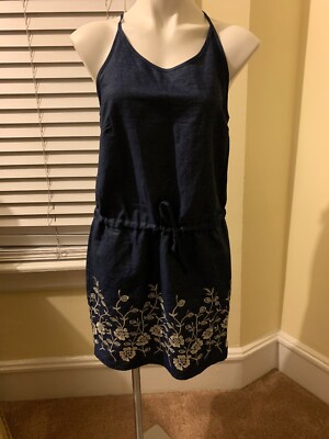 Dressbarn Westport Petite Embroidered Denim Dress Size