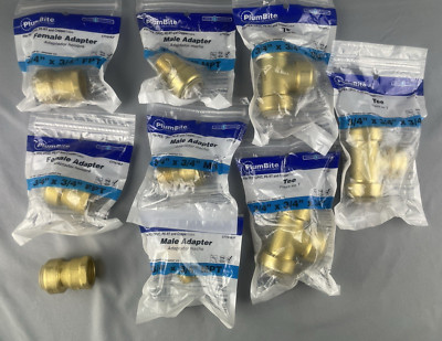 3/4'' PlumBite Fittings COPPER CPVC PEX PE-RT Tees, Male & Female Adapters Pipe T
