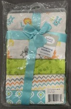 Luvable Friends 4-Piece Blanket Set 28"x28" Cotton Flannel Assorted Patterns NWT