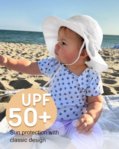 Baby Sun Hat Summer Beach UPF 50+ Protection Wide Brim Toddler Cap Infant - Picture 2 of 6