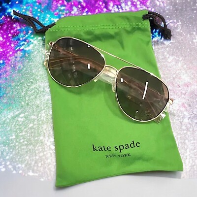 Kate Spade Gold Aviator Sunglasses with Green Pouch Kate Spade Gold Avaline Aviator Sunglasses with Green Pouch main image 2