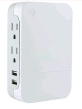 GE 2-Outlet 2-USB Side-Access Pro Surge Protector, White ,Brand New