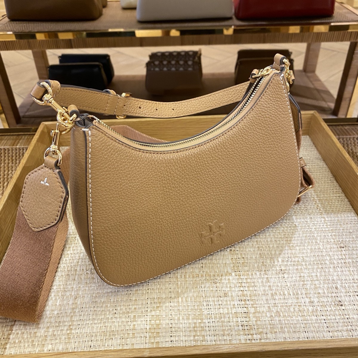 New Tory Burch Thea Pebble Leather Large Convertible Shoulder