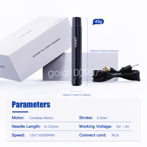 Mast Permanent Make-up Set Air Tattoo Pen Maschine T2 Batterie Cartridge Ink Kit - Bild 7 von 16