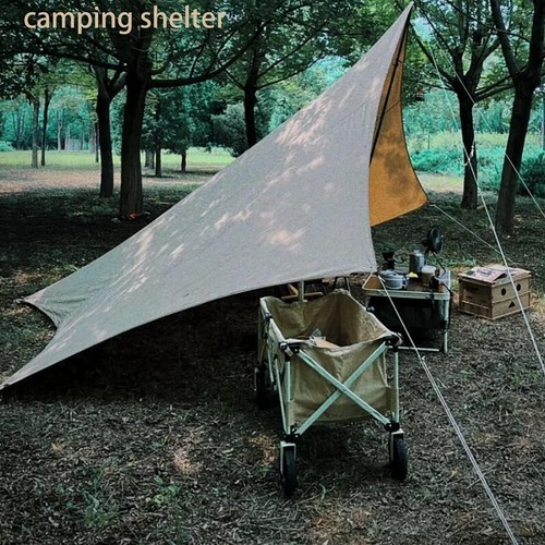 Camping Zeltplane 3mx4.5m Tarp Tragbar Sonnensegel mit Zeltstangen Sonnenschutz - Bild 7 von 12