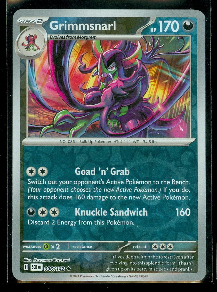 Pokemon GRIMMSNARL 096/142 - Stellar Crown - RARE Rev Holo - - MINT