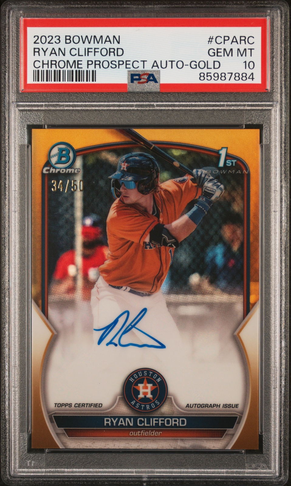 2023 Bowman Chrome Ryan Clifford TRUE GOLD AUTO #/50 CPARC 1st Mets  PSA 10