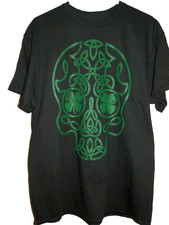Men's New Celtic Skull Shamrock Clover T-Shirt St. Patrick's Day M 38/40