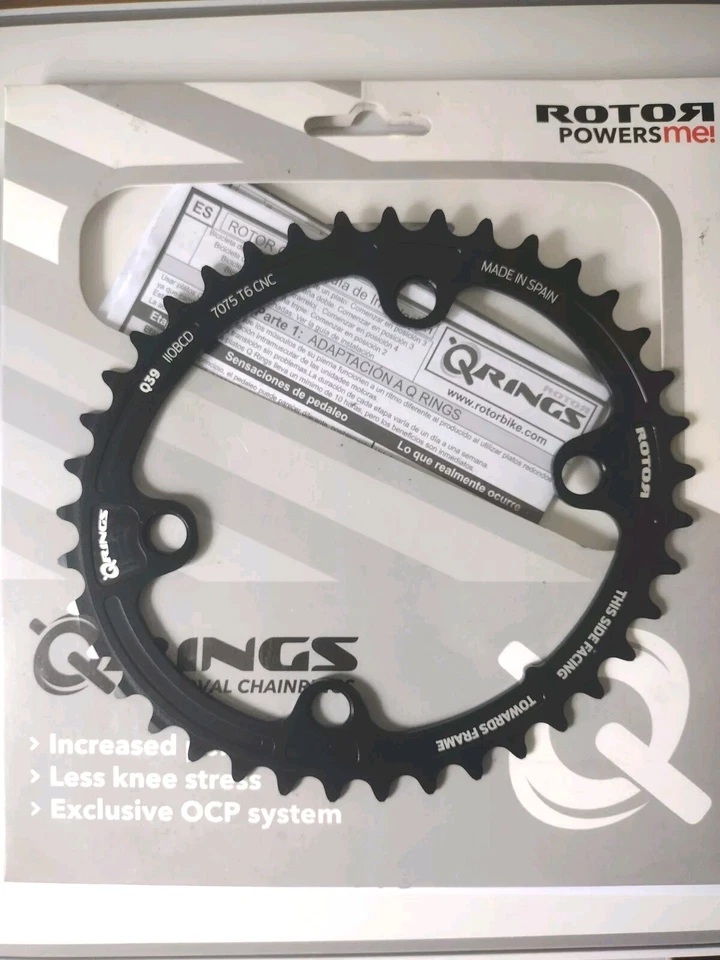 ROTOR Q RING BCD 110 X 4 39T (to 53T) INNER CHAIN RING BLACK C01-038-22010A-0 - Image 2 of 4
