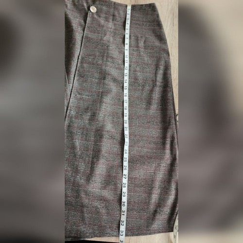 NWT Barelli Brown Plaid Wrap Style Midi Skirt Women's Size 4 - Picture 7 of 7