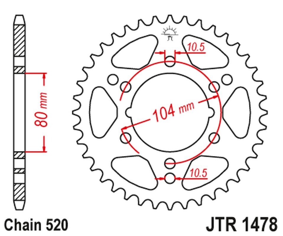 Pignon arrière JT 4578 40 dents anti-usure pour Polaris