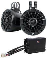  2 Rockville UT525B UTV/ATV 5.25" Rollbar Speakers MB Quart 2-Channel Amplifier