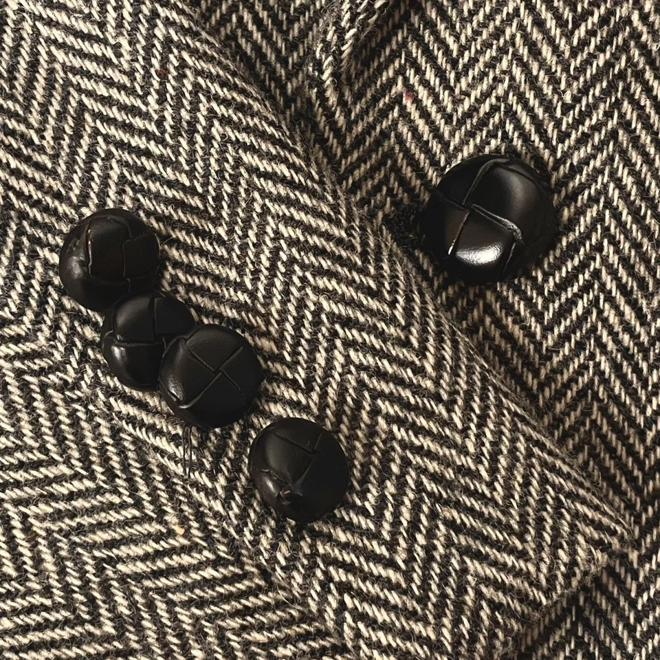 NUEVO Abrigo Deportivo Savile Row Para Hombre Negro Gris ESPIGA Chaqueta LANA TWEED Blazer Foto 4 de 4