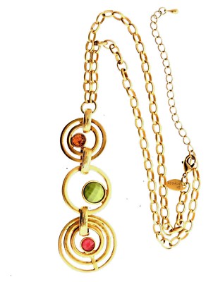 Lia Sophia Rhinestone Circle Pendant Necklace Chain 1X3X19''