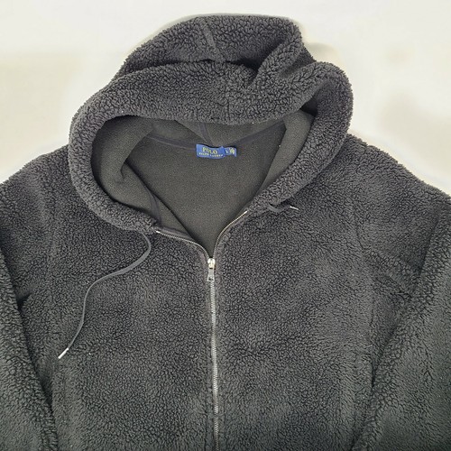 Polo Ralph Lauren donna full zip sherpa felpa con cappuccio nera taglia large PRL - Foto 3 di 12