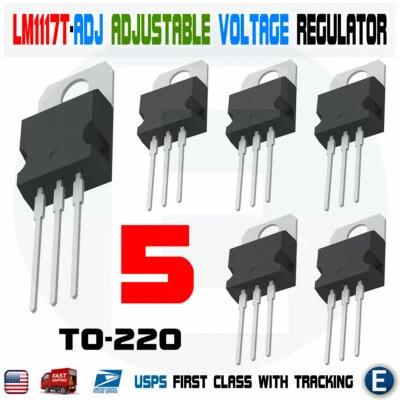 5pcs LM1117T-ADJ Adjustable Voltage Regulator NSC IC LDO Adjustable 0.8A TO-220 - Image 1 of 3