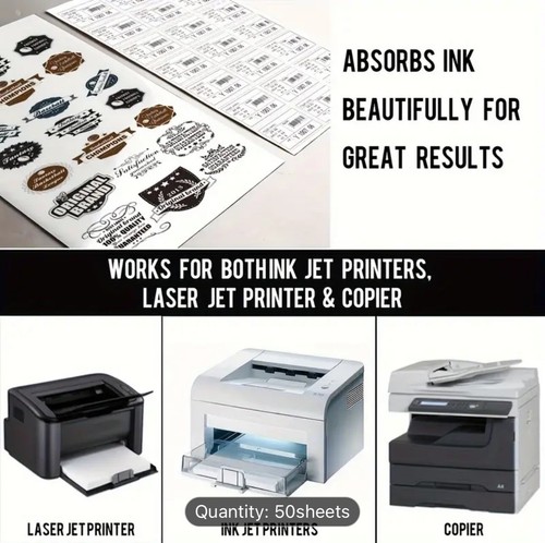 50 Sheets Bright White Glossy Stickers & Self-adhesive Label Paper Quick Drying - Picture 6 of 7