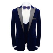Men Velvet Slim Fit Suit Blazer Dress Jacket Formal Dinner Prom Coat Tops