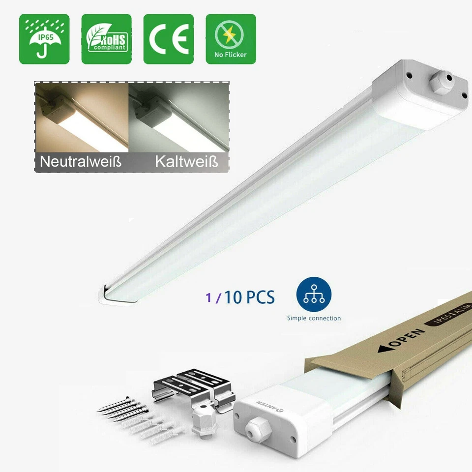 LED wet room light 40/60/120/150 cm fixture workshop lamp basement IP65 - Image 2 of 4