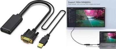 Adaptador VGA a HDMI, convertidor 1080P con audio desde una fuente VGA. neuvo.