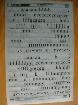 0,1 x Letraset Kleinbuchstaben BASKERVILLE OLD FACE 48pt 12,5 mm Blatt 1064 (kg)