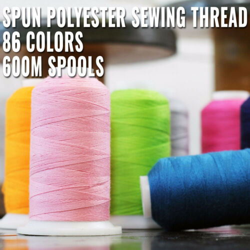 SPUN POLYESTER SEWING THREAD - 50/3 - 600M - 86 COLORS AVAILABLE - THREADART - Afbeelding 1 van 93