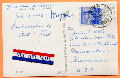 Marbach, Austria, View of Town Real Photo Postcard pm 1966 - Picture 2 of 3